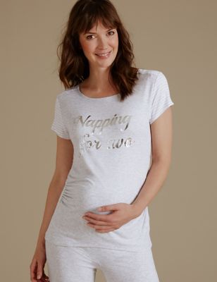 Maternity Printed Short Sleeve Pyjama Top